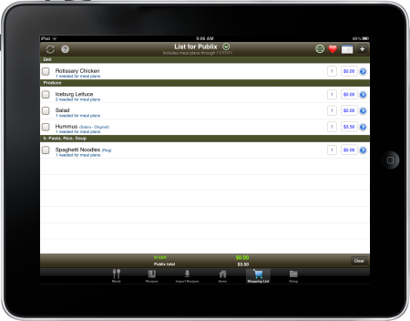 iPad Grocery List