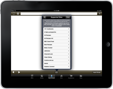 iPad Importing Recipes